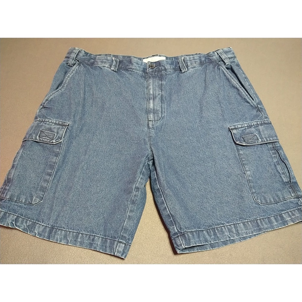 Island Republic Cargo Shorts Men 40 Blue Denim Cotton Classic Flex Waist Comfort